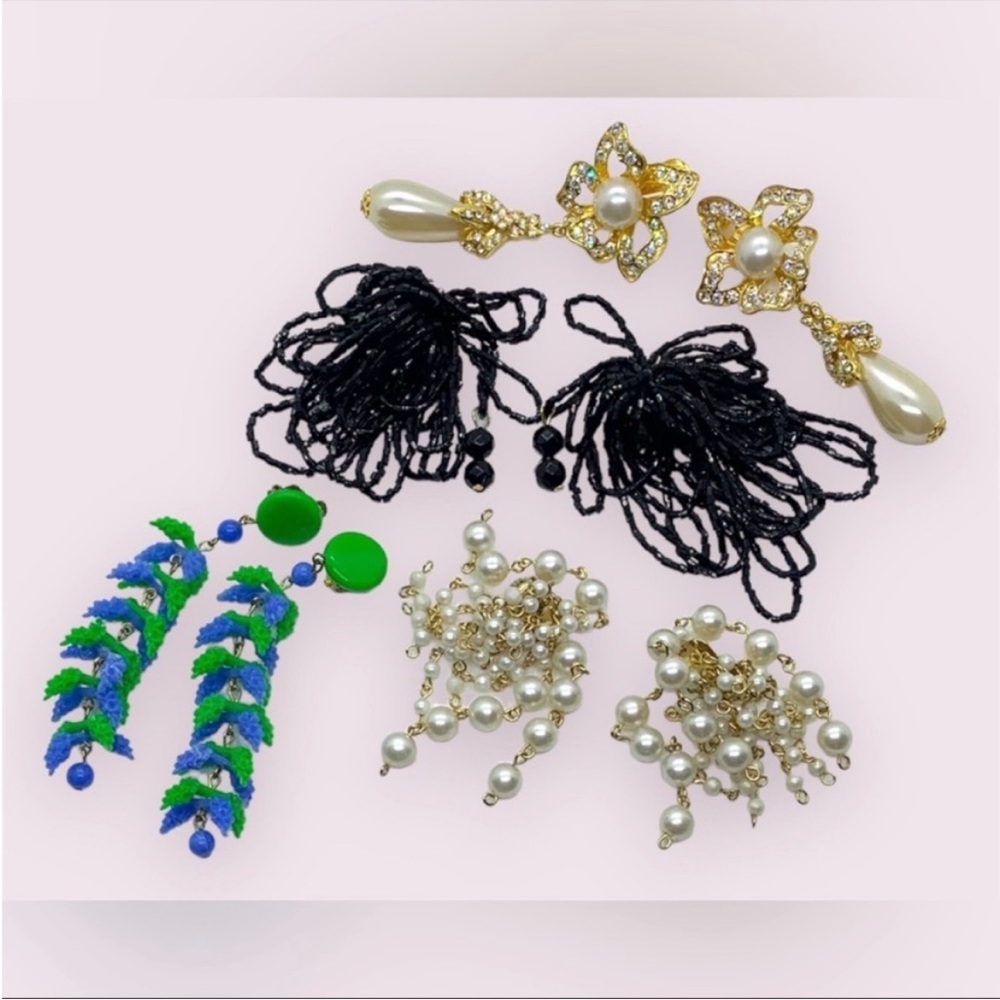 Retro Costume Jewelry Statement Earrings Lot